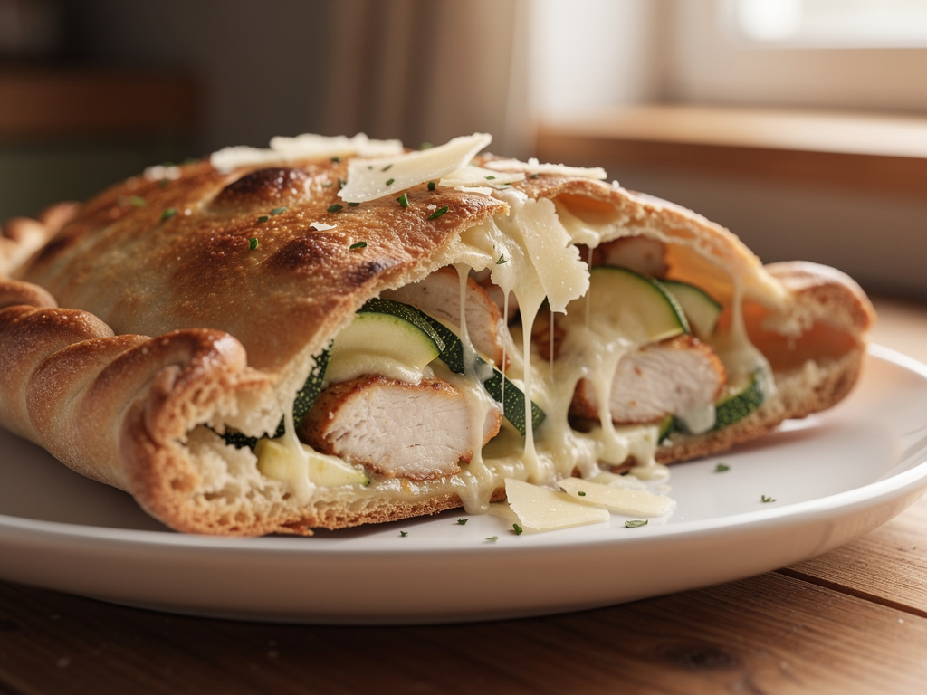 Calzone au poulet, courgettes et parmesan
