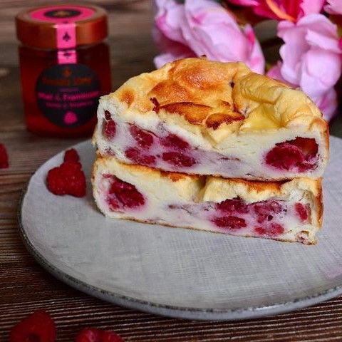 Gâteau au fromage blanc et aux framboises