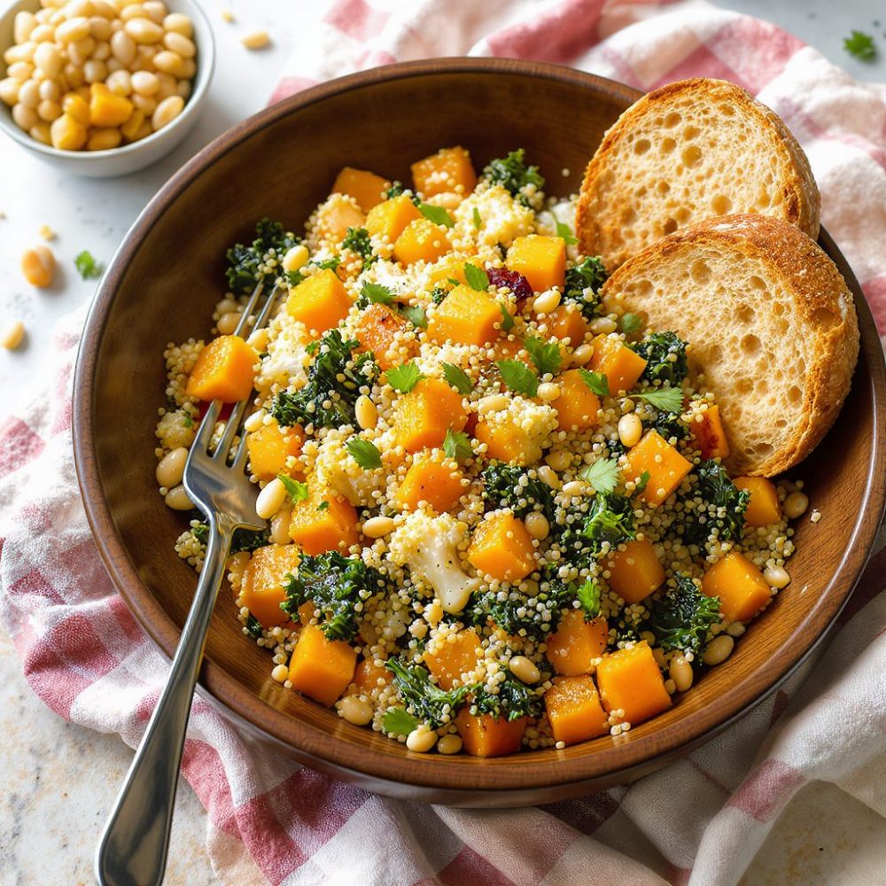 Salade de quinoa aux légumes d’hiver cuits au four (Vegan)