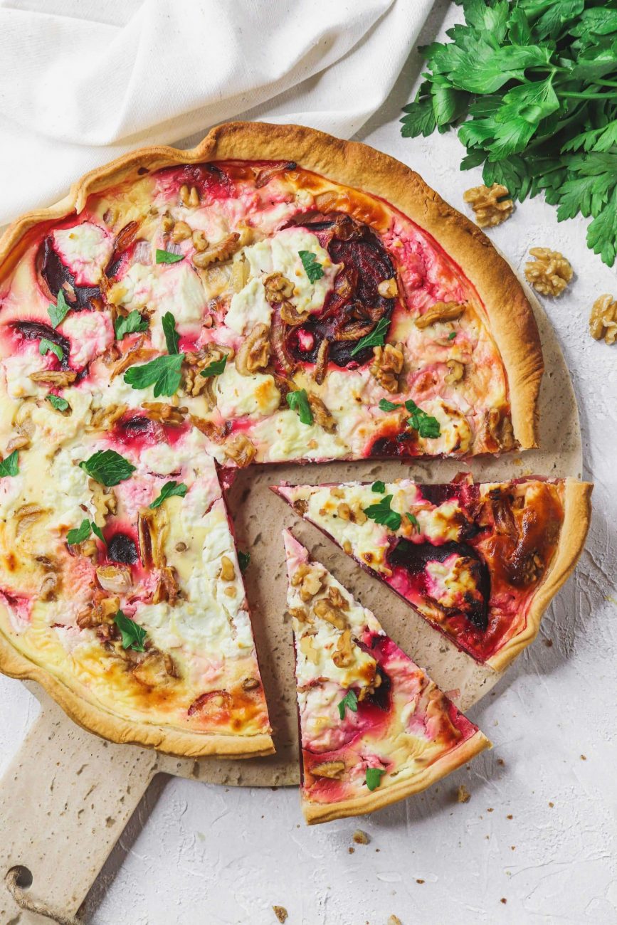 Quiche aux betteraves et chèvre frais